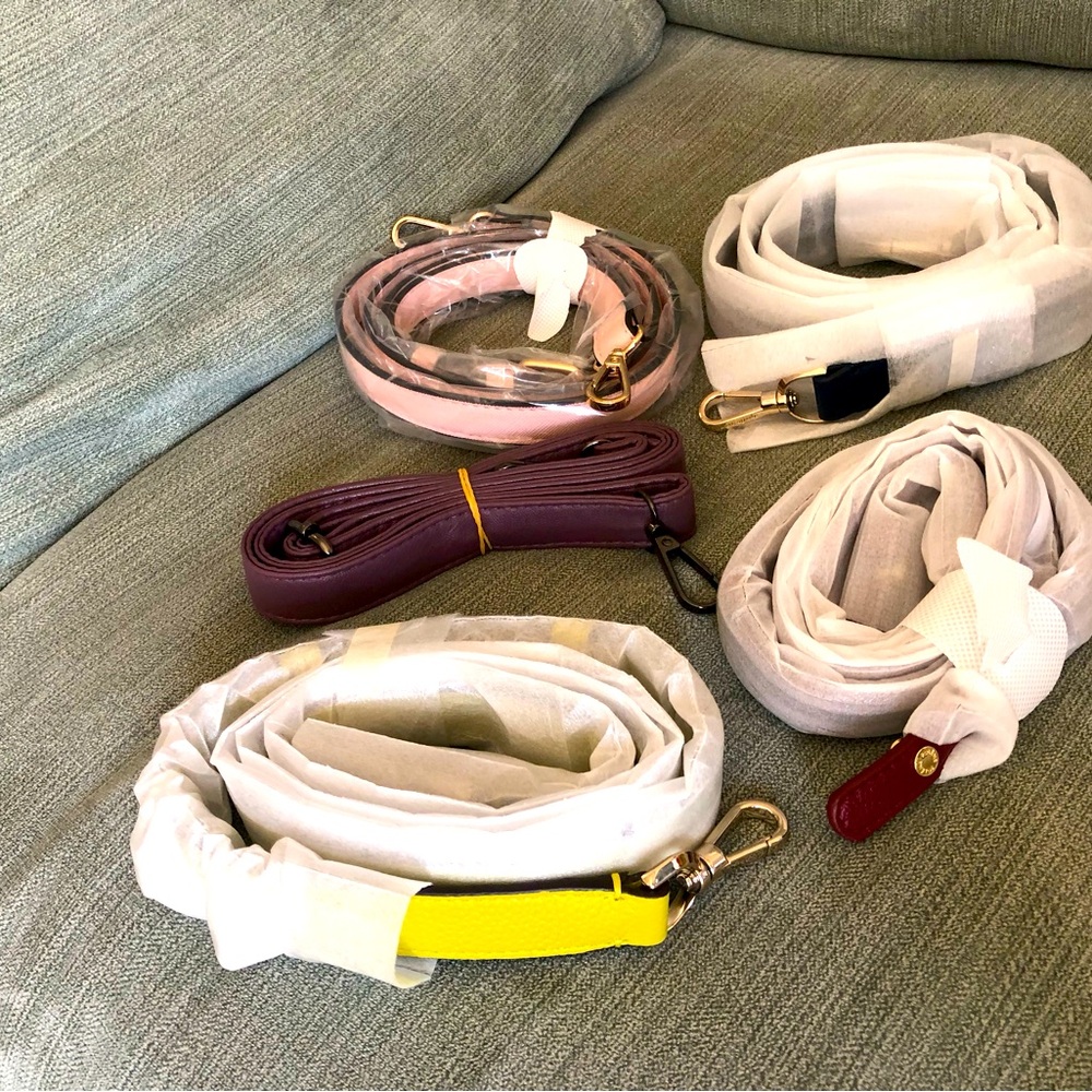 5 NEW designer purse shoulder straps, Kate Spade, Polène, Dune, etc.